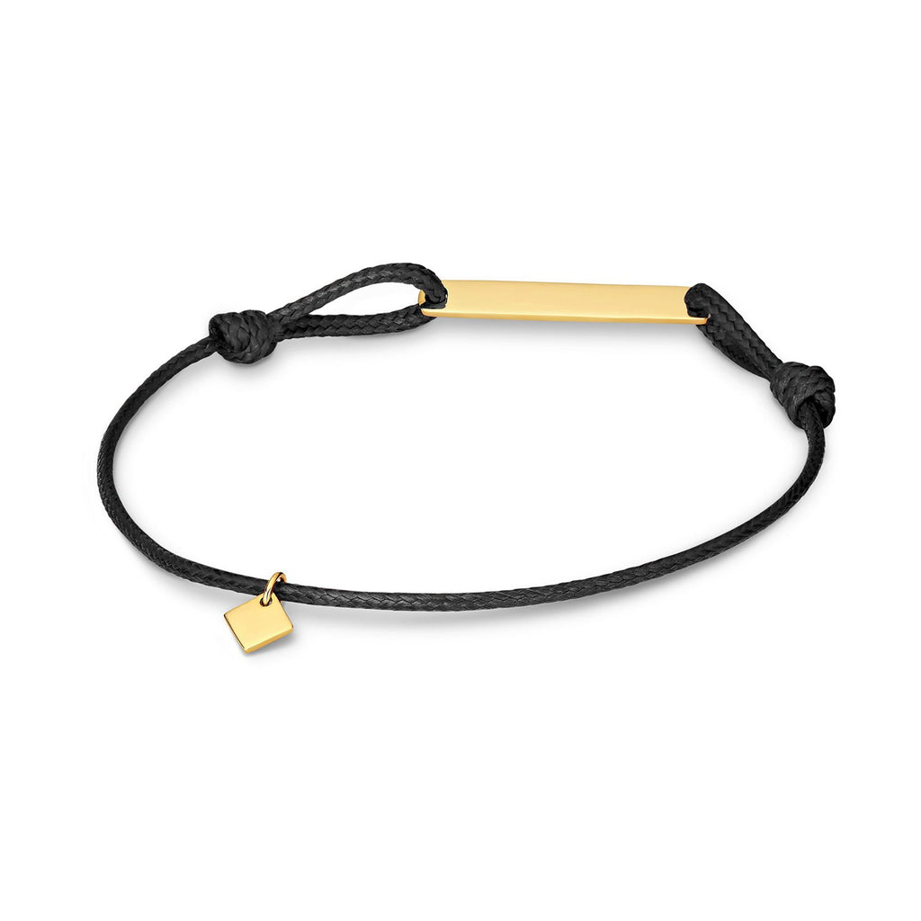 Diamond & Gold Black String Bracelet